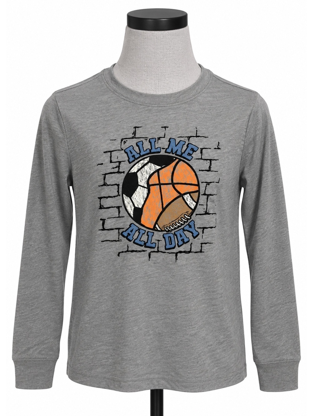 Cat & Jack ‘All Me All Day’ Light Gray Long Sleeve Graphic Shirt (Child XL-14)